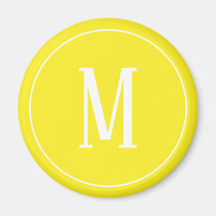 Monogram Wit op Gele Rondmazen Magneet