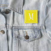 Monogram Wit op Gele Vierkante Knop Button 5,1 Cm (In situ)
