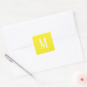 Monogram Wit op Gele Vierkante Sticker (Envelop)