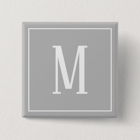 Monogram Wit op Grijs Vierkant Knop Vierkante Button 5,1 Cm (Voorkant)