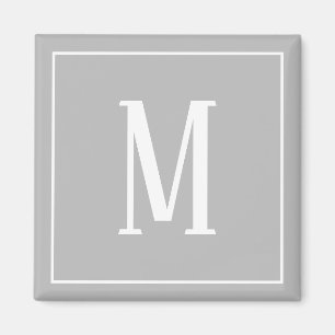 Monogram Wit op Grijs Vierkant Magneet