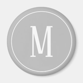 Monogram Wit op Grijze Ronde Magneet