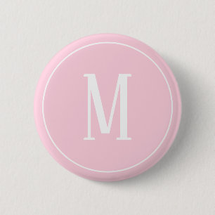 Monogram Wit op Licht Roze Ronde Knop Button 5,7 Cm