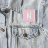 Monogram Wit op Licht Roze Vierkante Knop Button 5,1 Cm (In situ)