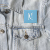 Monogram Wit op Lichtblauwe Vierkante Knop Button 5,1 Cm (In situ)