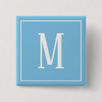 Monogram Wit op Lichtblauwe Vierkante Knop