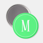 Monogram Wit op Lichtgroene Ronde Magneet (Voorkant / Achterkant)