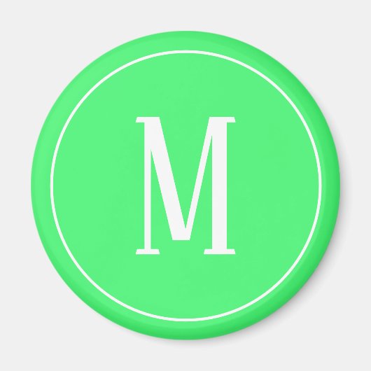 Monogram Wit op Lichtgroene Ronde Magneet (Voorkant)