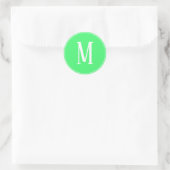 Monogram Wit op Lichtgroene Ronde Sticker (Tas)