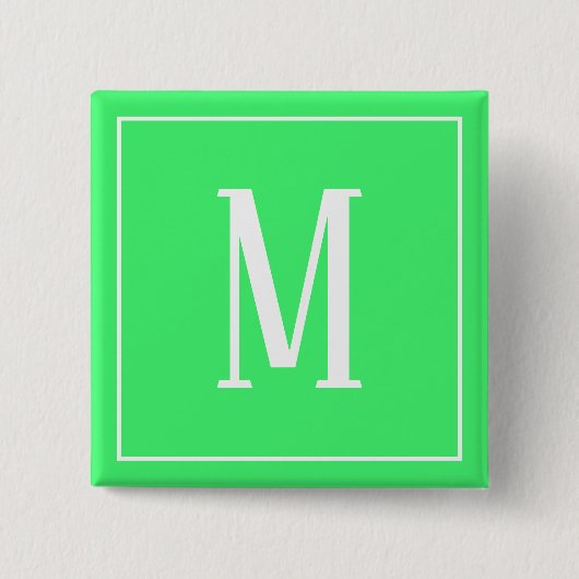 Monogram Wit op Lichtgroene Vierkante Knop Button 5,1 Cm (Voorkant)