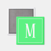 Monogram Wit op Lichtgroene Vierkante Magneet (Voorkant / Achterkant)