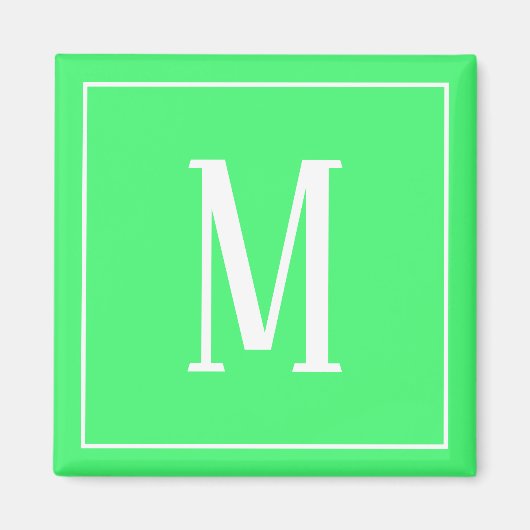Monogram Wit op Lichtgroene Vierkante Magneet (Voorkant)