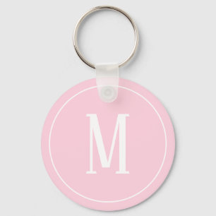 Monogram Wit op lichtroze Sleutelhanger