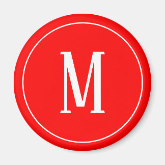 Monogram wit op rode ronde magneet