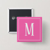 Monogram Wit op Roze Vierkante Knop Button 5,1 Cm (Voorkant /achterkant)