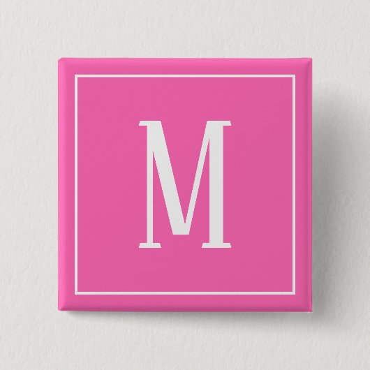 Monogram Wit op Roze Vierkante Knop Button 5,1 Cm (Voorkant)