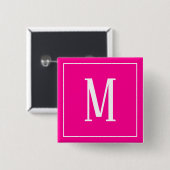 Monogram Wit op Roze Vierkante Knop Button 5,1 Cm (Voorkant /achterkant)