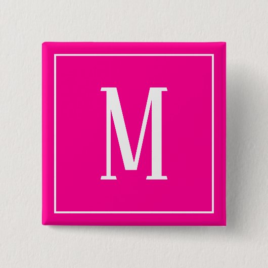 Monogram Wit op Roze Vierkante Knop Button 5,1 Cm (Voorkant)