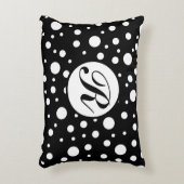 Monogram Wit op Zwarte Stippenprint Accent Kussen (Voorkant(Verticaal))