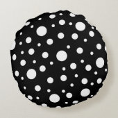 Monogram Wit op Zwarte Stippenprint Rond Kussen (Achterkant)