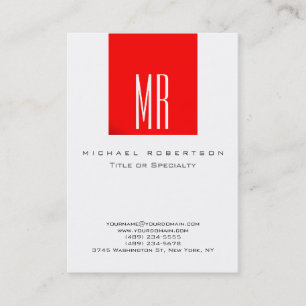 Monogram wit rode kleur mollig Visitekaartje