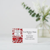 Monogram wit, rood hart patroon bedrijf logo visitekaartje (Staand voorkant)