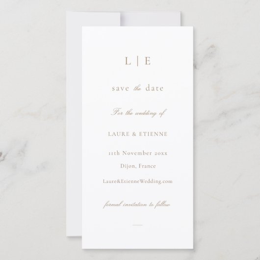 Monogram Wit Roze Save The Date Trouwkaart (Voorkant)