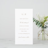Monogram Wit Roze Save The Date Trouwkaart (Staand voorkant)
