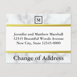 Monogram Wit Uitziend Witte Marmer Uitzicht Adresw Aankondigingskaart