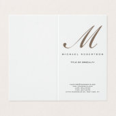 Monogram Wit Unieke Plain Modern Visitekaartje (Buitenkant ongevouwen)