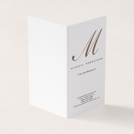 Monogram Wit Unieke Plain Modern Visitekaartje (Buitenkant)