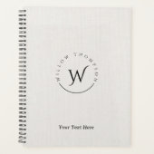 Monogram Wit Wit Lijnenscript in Elegante Stijl Planner (Voorkant)
