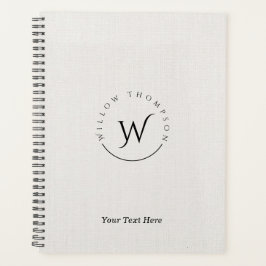Monogram Wit Wit Lijnenscript in Elegante Stijl Planner