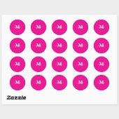 Monogram wit zilver roze persoonlijk ronde sticker (Vel)