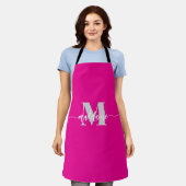 Monogram wit zilver roze persoonlijk schort (Gedragen)