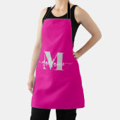 Monogram wit zilver roze persoonlijk schort (Insitu)