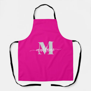 Monogram wit zilver roze persoonlijk schort