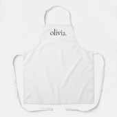 Monogram Wit Zwart Modern Eenvoudig Elegante Naam Schort (Voorkant)
