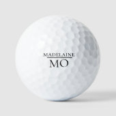 Monogram Wit Zwart Modern Elegant Golfballen (Voorkant)
