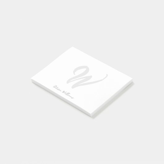 Monogram Wit Zwart Modern Minimalistisch Elegant Post-it® Notes (Schuin)