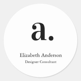 Monogram wit zwart modern minimalistisch ronde sticker