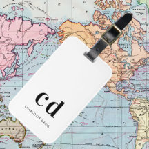 Monogram wit zwart naam initials elegant 