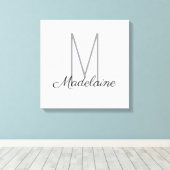 Monogram wit zwart persoonlijk elegant canvas afdruk (Insitu (Houten vloer))
