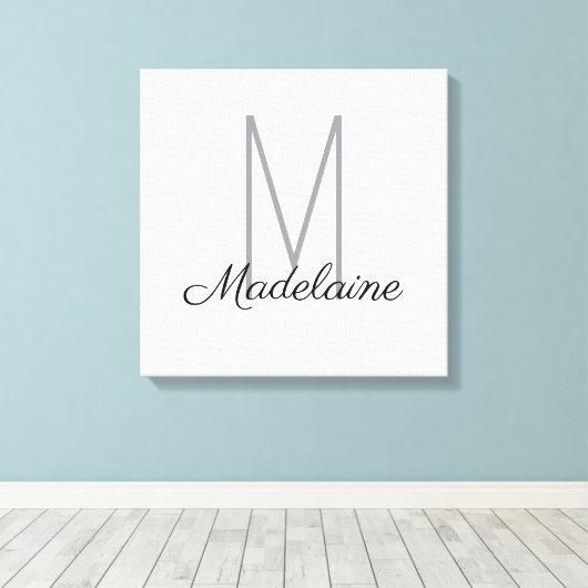 Monogram wit zwart persoonlijk elegant canvas afdruk (Insitu (Houten vloer))