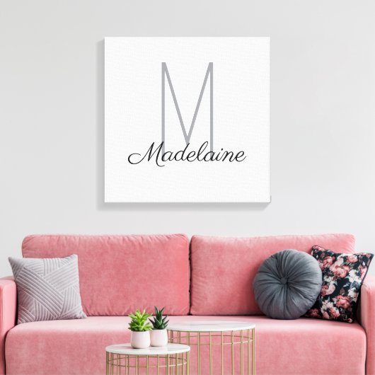 Monogram wit zwart persoonlijk elegant canvas afdruk (Insitu (Woonkamer))