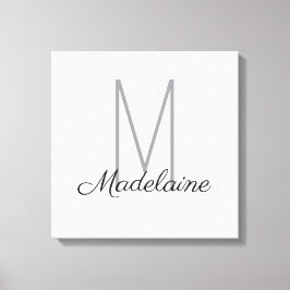 Monogram wit zwart persoonlijk elegant canvas afdruk