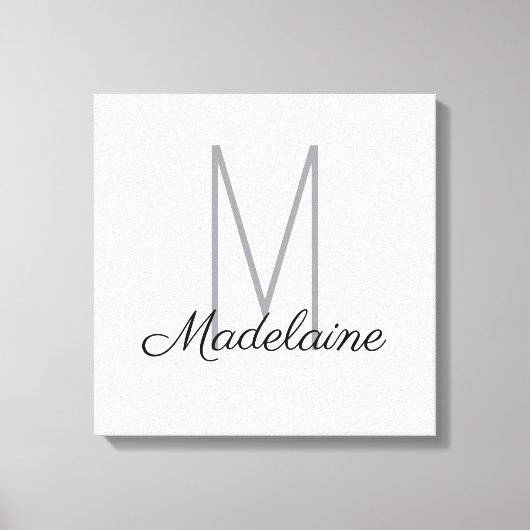 Monogram wit zwart persoonlijk elegant canvas afdruk (Voorkant)
