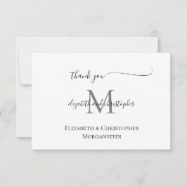 Monogram Wit Zwart Schrift Calligrafie Bruiloft Bedankkaart