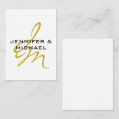Monogram Witgoud Kleur Eenvoudig Modern Minimalist Informatiekaartje (Voorkant / Achterkant)