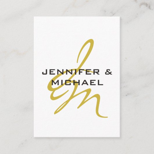 Monogram Witgoud Kleur Eenvoudig Modern Minimalist Informatiekaartje (Voorkant)